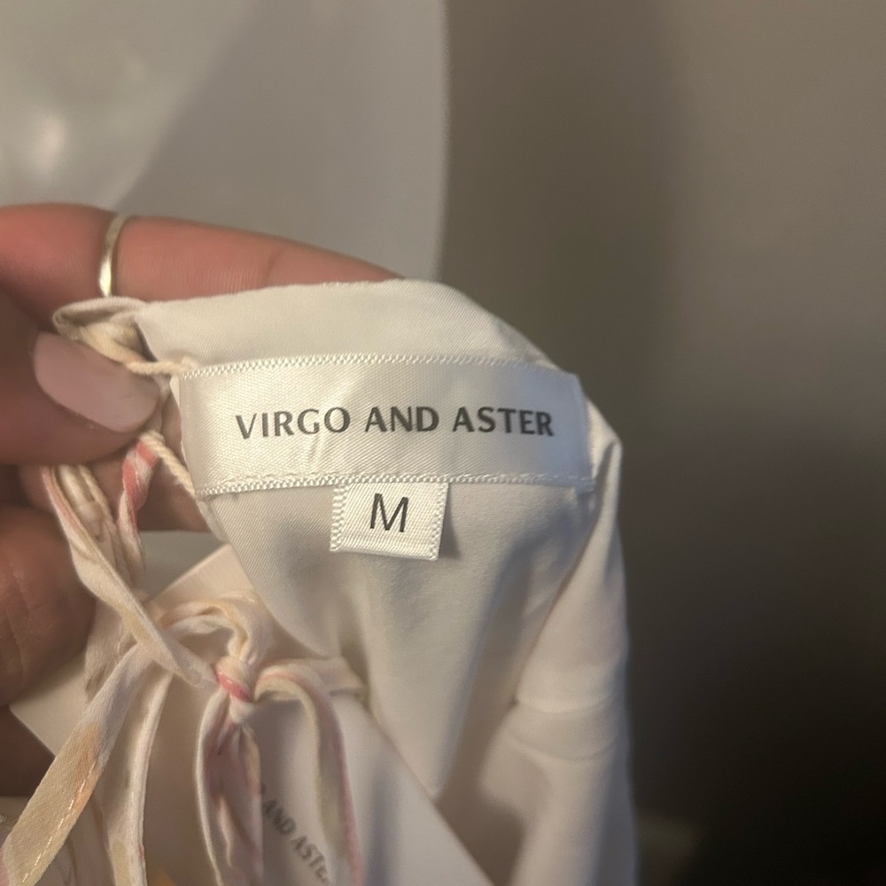 Virgo & Aster dress - white with light pink/beige print open back maxi NWT - Picture 11 of 14